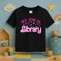 My Job Is A Library Retro Pink Style Reading Books Librarian Toddler T-Shirt thumb 3