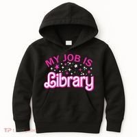 My Job Is A Library Retro Pink Style Reading Books Librarian Kids Hoodie thumb 0