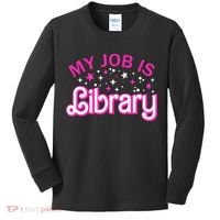 My Job Is A Library Retro Pink Style Reading Books Librarian Kids Long Sleeve Shirt thumb 0