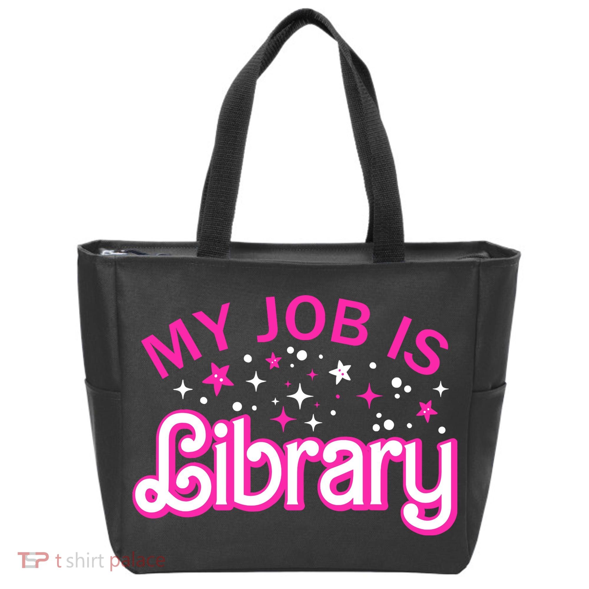 My Job Is A Library Retro Pink Style Reading Books Librarian Tote Bag