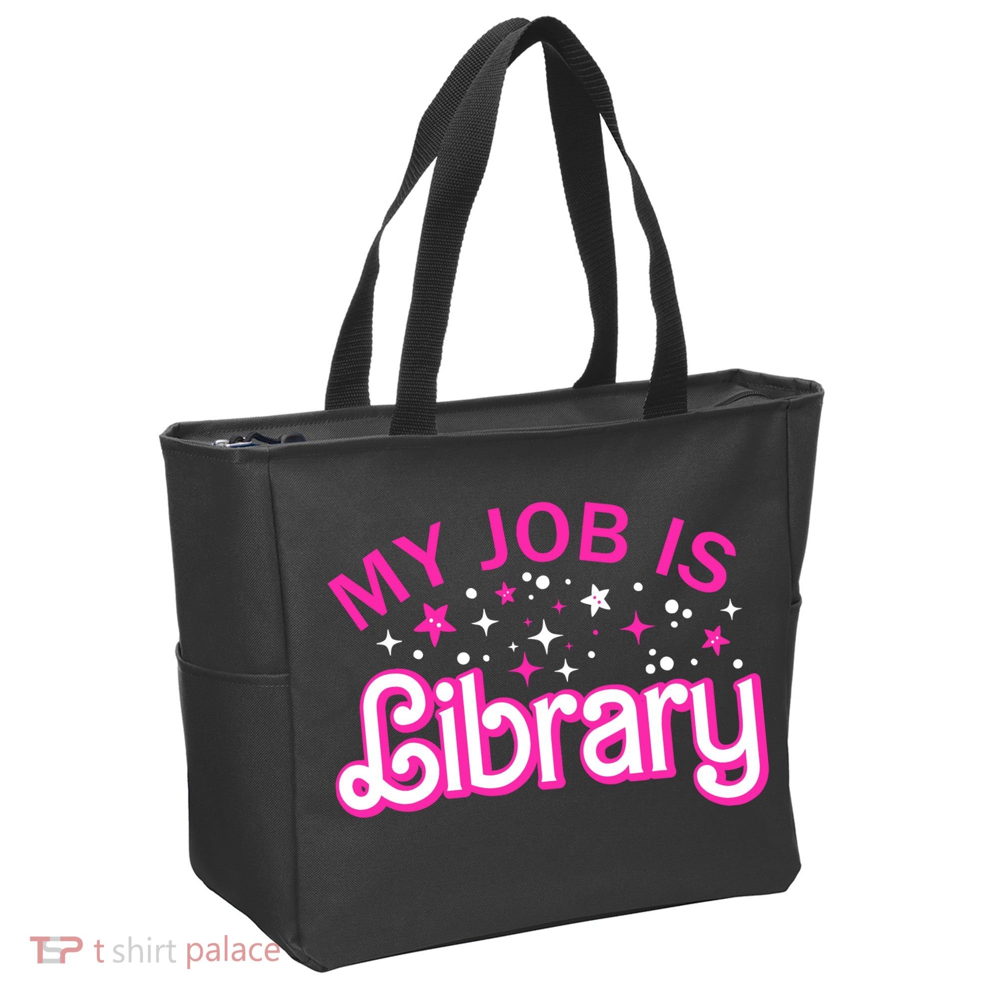 My Job Is A Library Retro Pink Style Reading Books Librarian Tote Bag