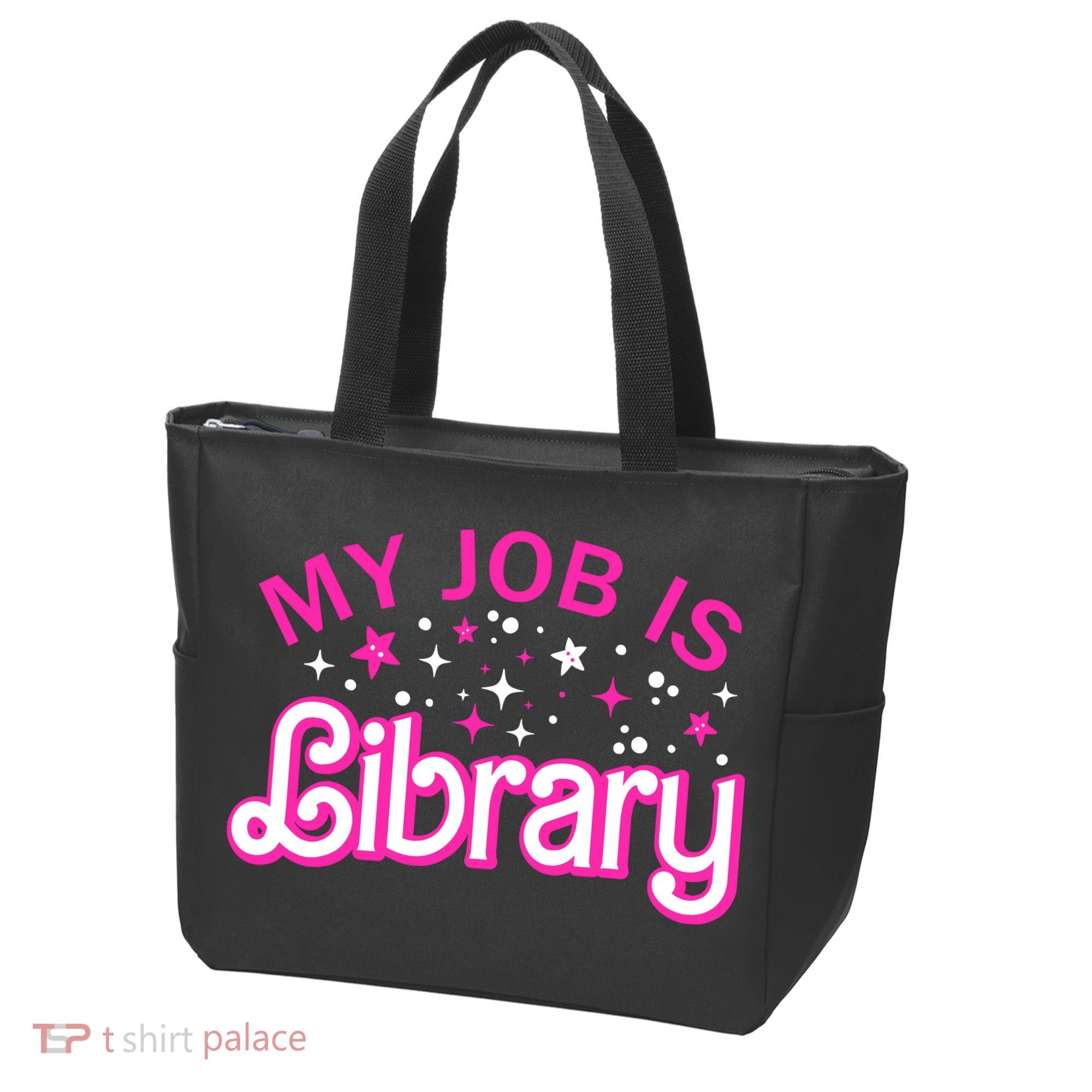 My Job Is A Library Retro Pink Style Reading Books Librarian Tote Bag