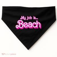 My Job Is Beach Pink Retro Funny Beach Lover USA-Made Doggie Bandana thumb 0