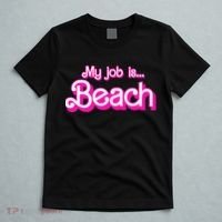 My Job Is Beach Pink Retro Funny Beach Lover T-Shirt thumb 5