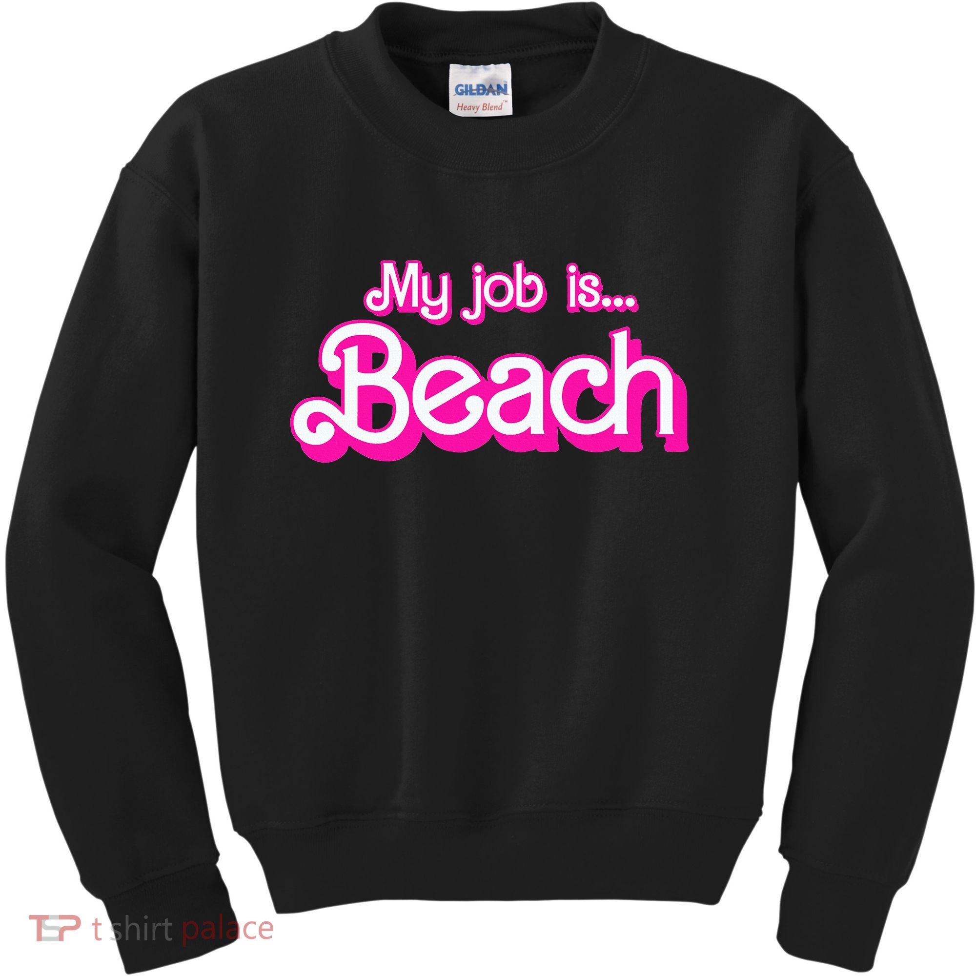 My Job Is Beach Pink Retro Funny Beach Lover Kids Sweatshirt