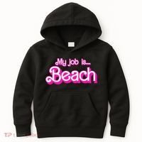 My Job Is Beach Pink Retro Funny Beach Lover Kids Hoodie thumb 0