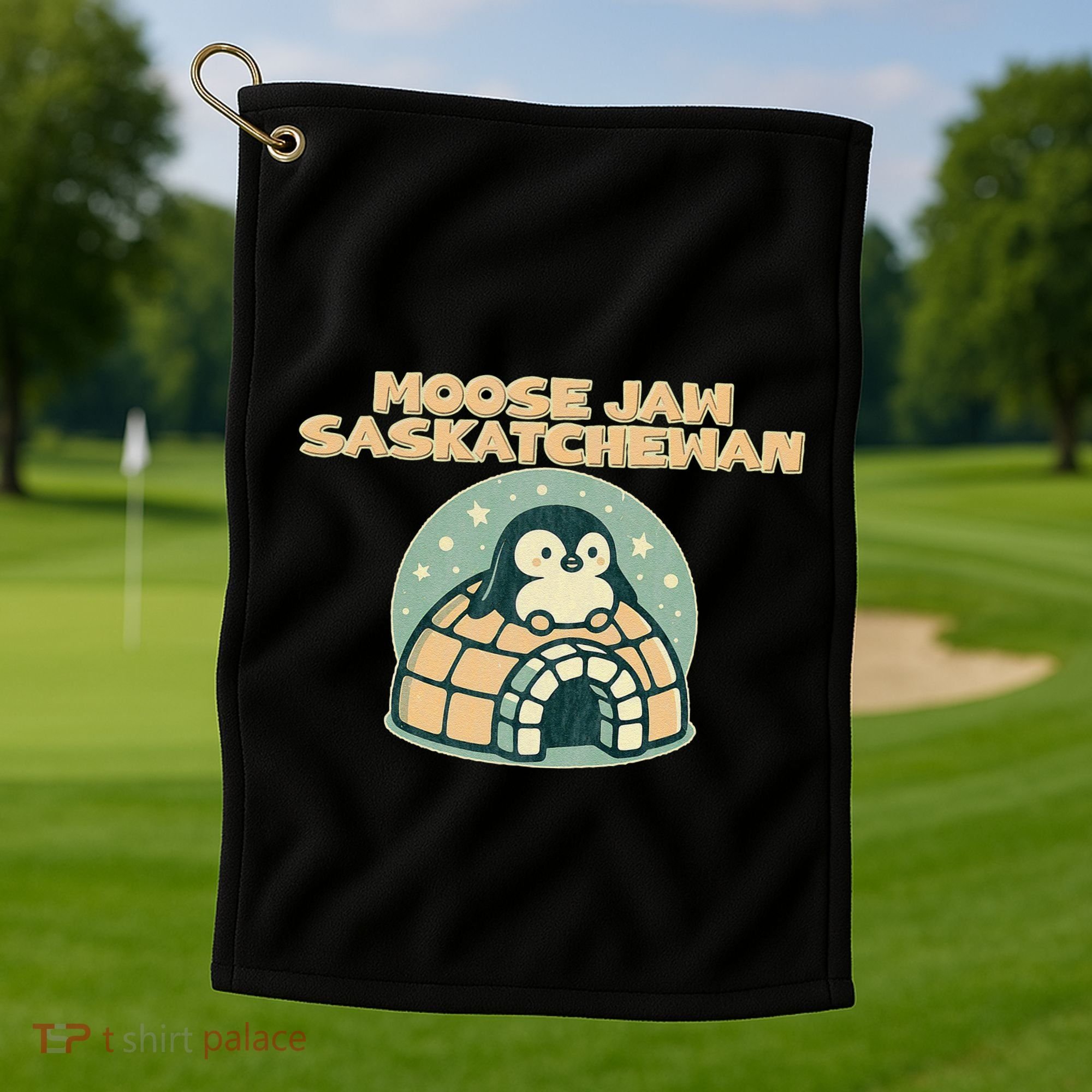 Moose Jaw Saskatchewan Canada Cute Penguin Golf Towel