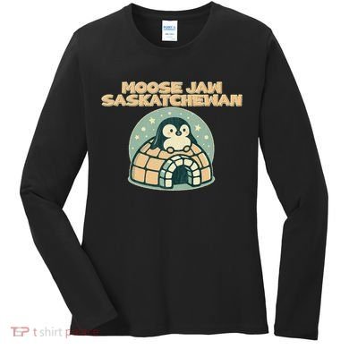 Moose Jaw Saskatchewan Canada Cute Penguin Women's Long Sleeve Shirt