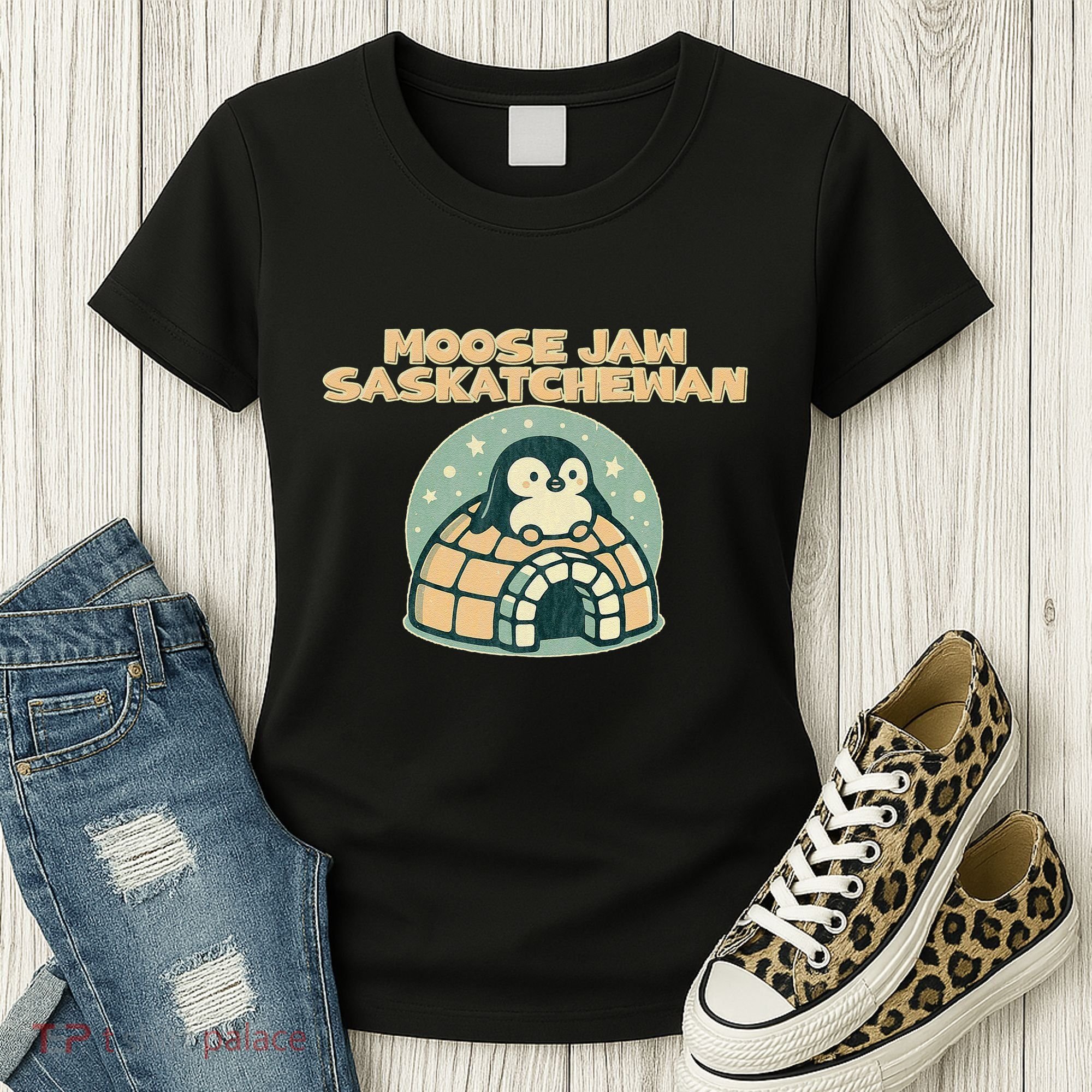 Moose Jaw Saskatchewan Canada Cute Penguin Women's T-Shirt