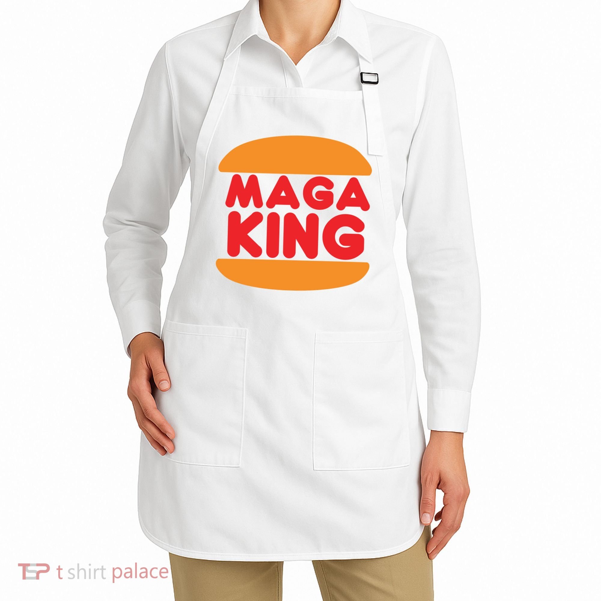 Maga King Burger Spoof Logo Apron