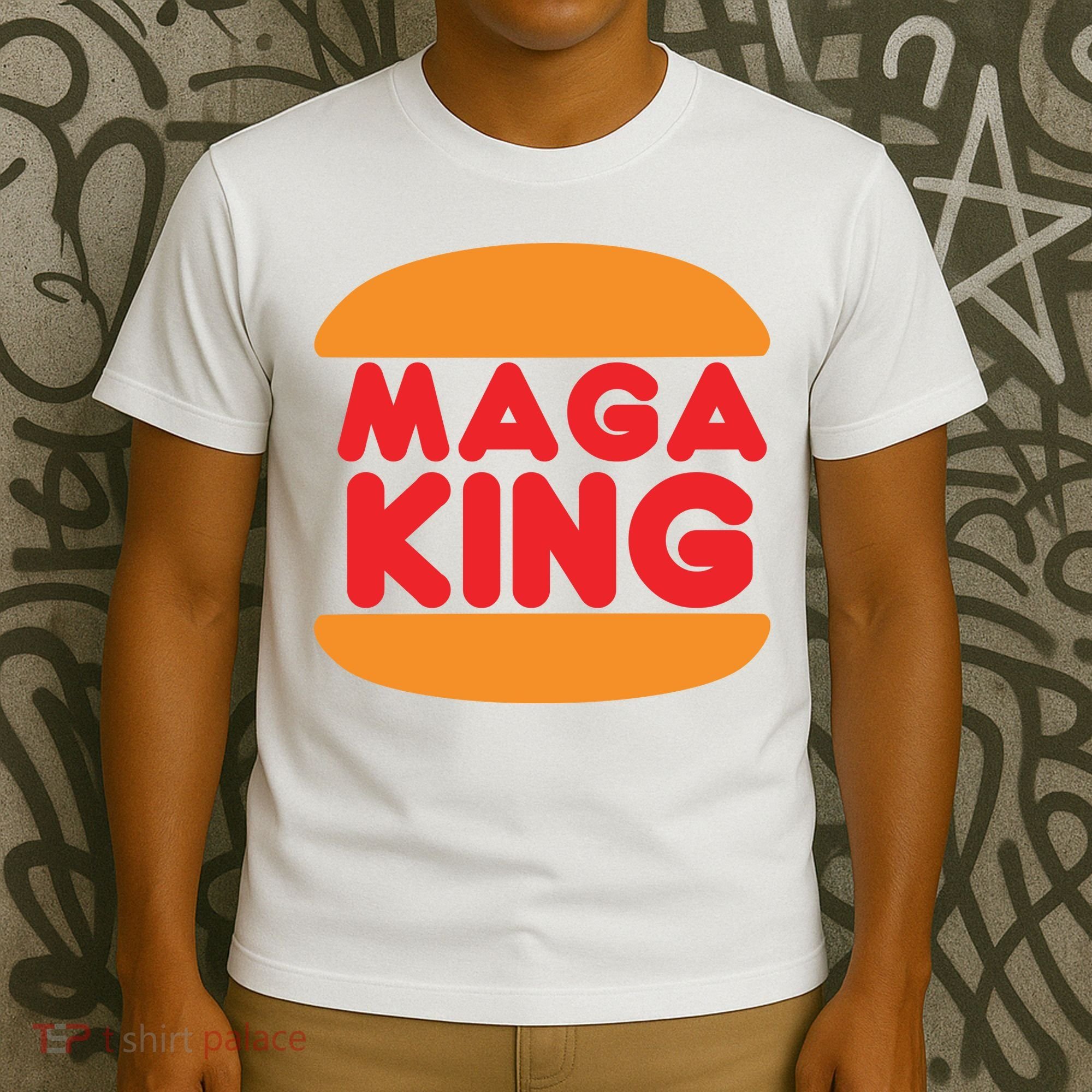Maga King Burger Spoof Logo T-Shirt