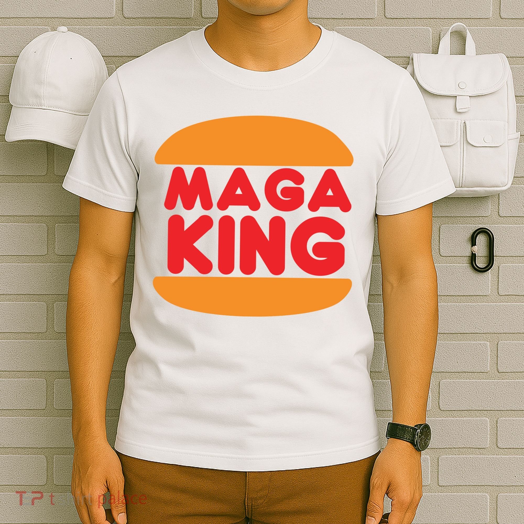 Maga King Burger Spoof Logo T-Shirt