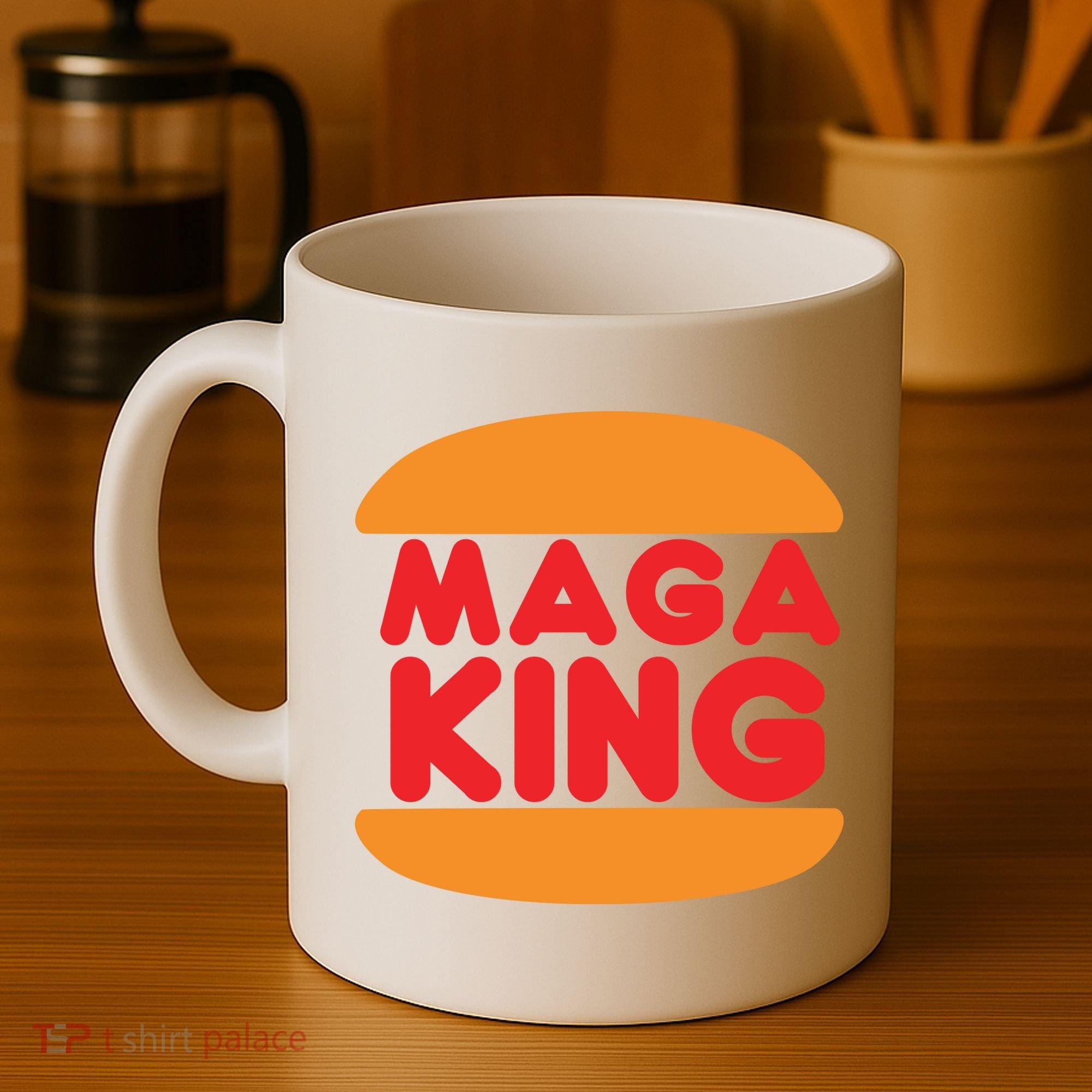 Maga King Burger Spoof Logo Coffee Mug