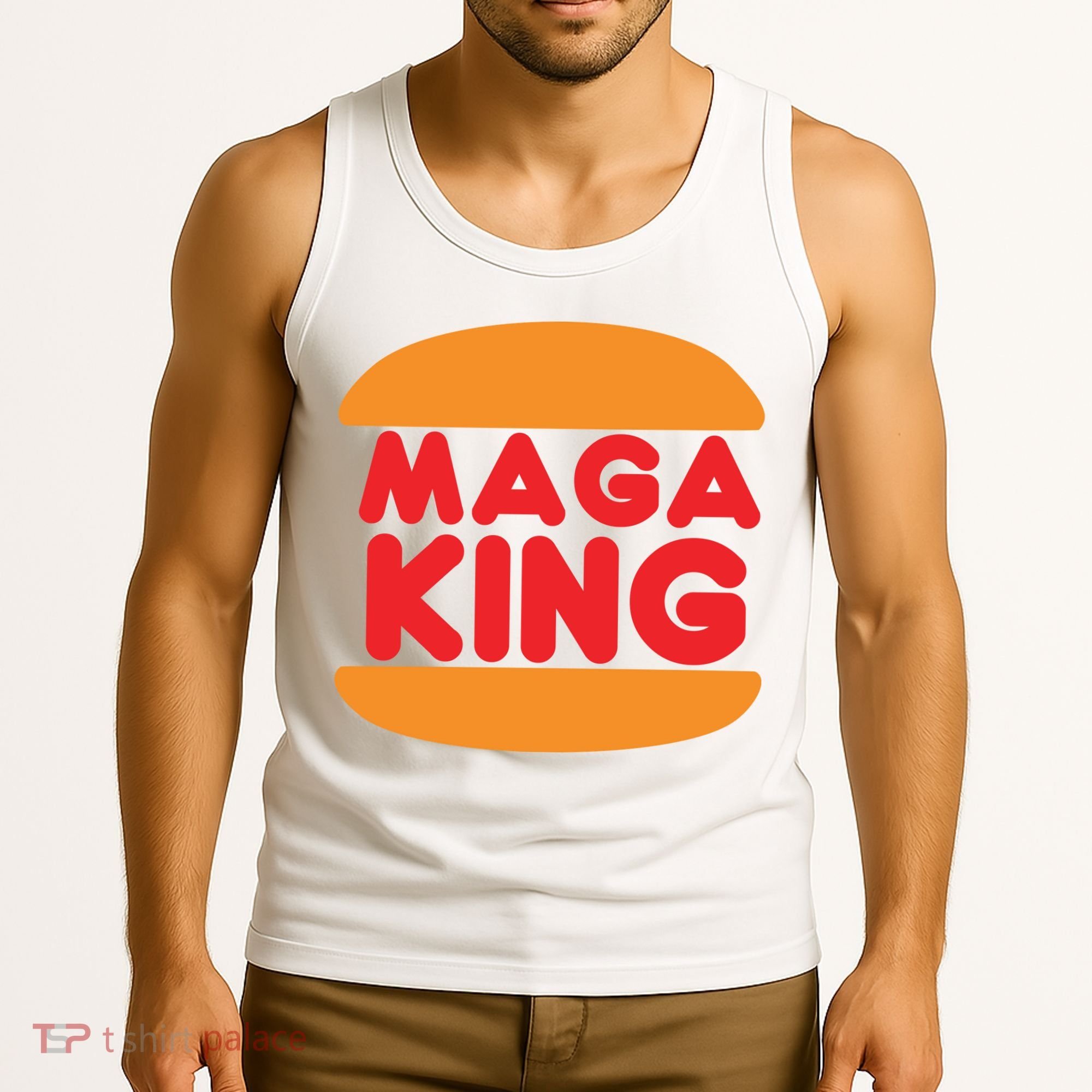 Maga King Burger Spoof Logo Tank Top