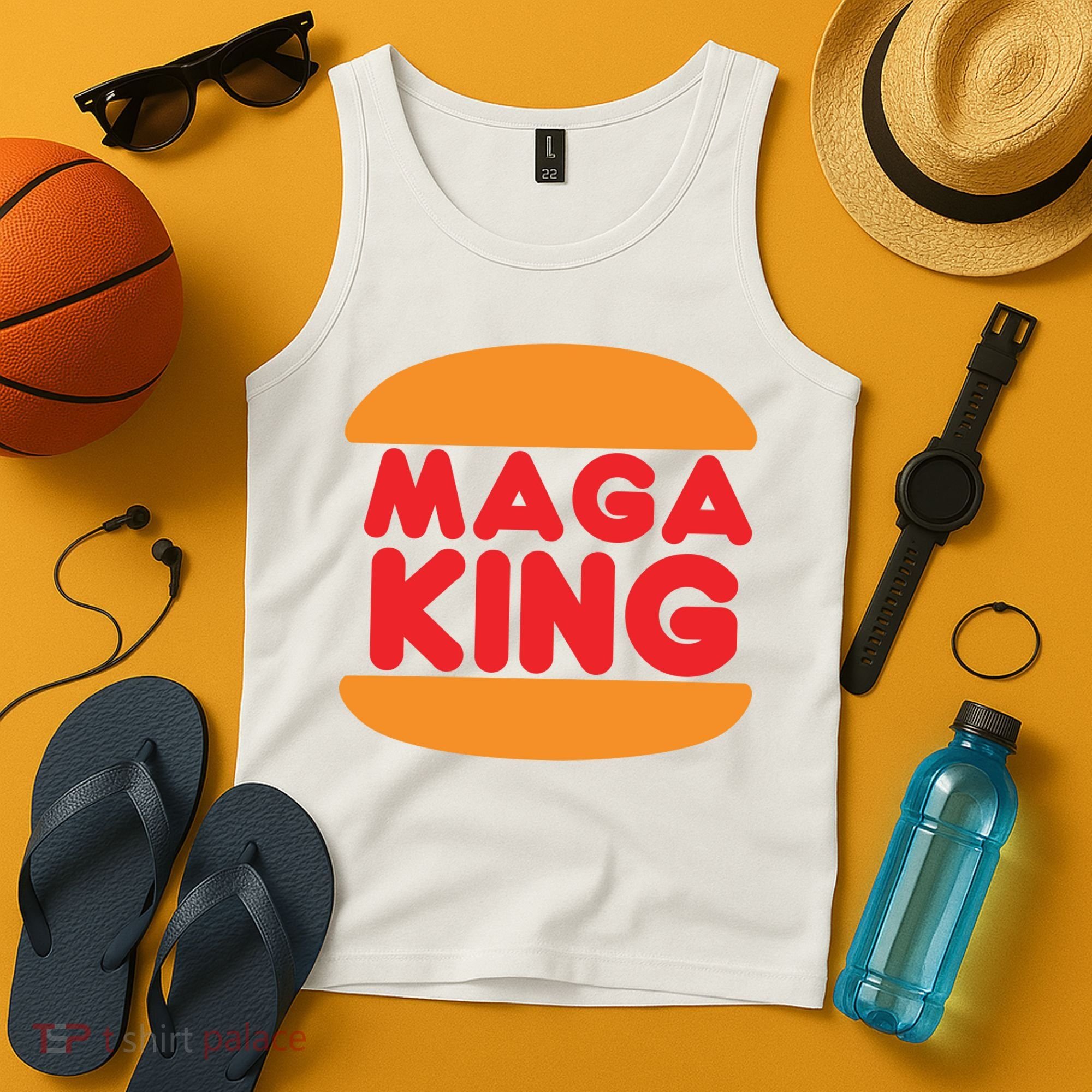 Maga King Burger Spoof Logo Tank Top