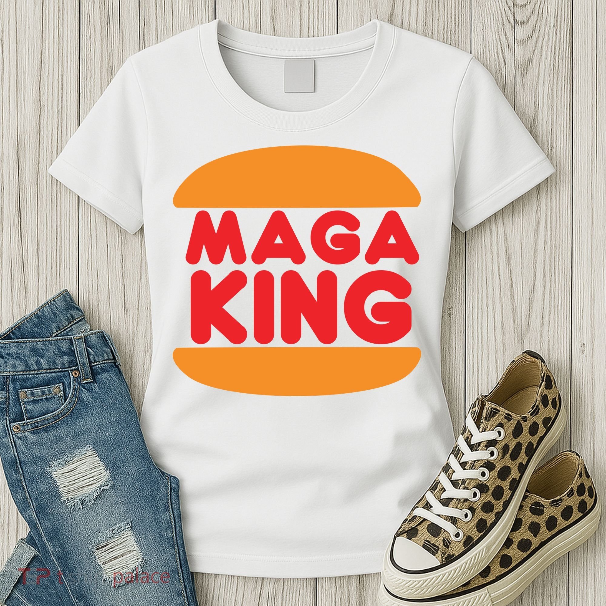 Maga King Burger Spoof Logo Women's T-Shirt