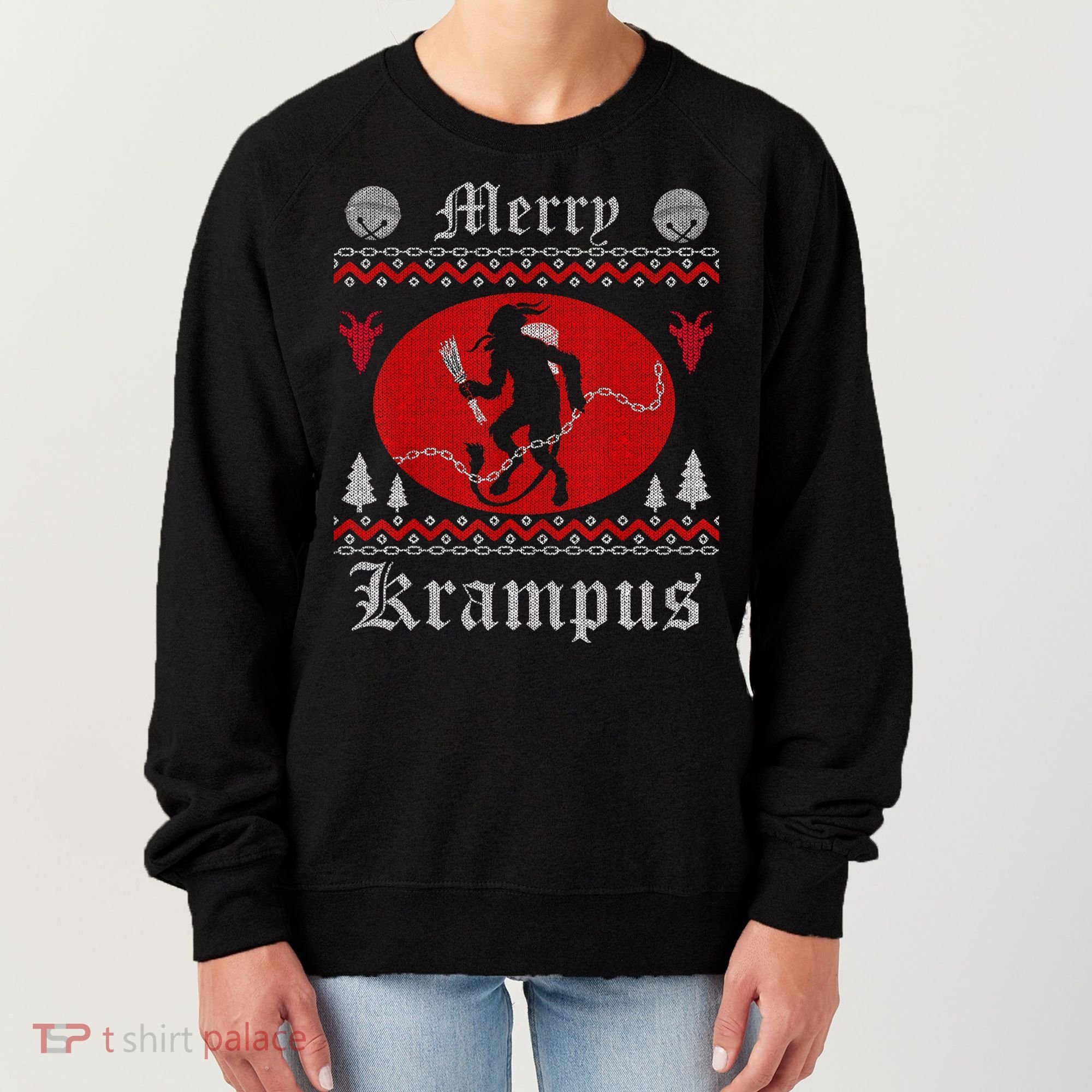 Merry Krampus Christmas Xmas Horror Ugly Sweater Evil Pajama Gift Women's Sweatshirt