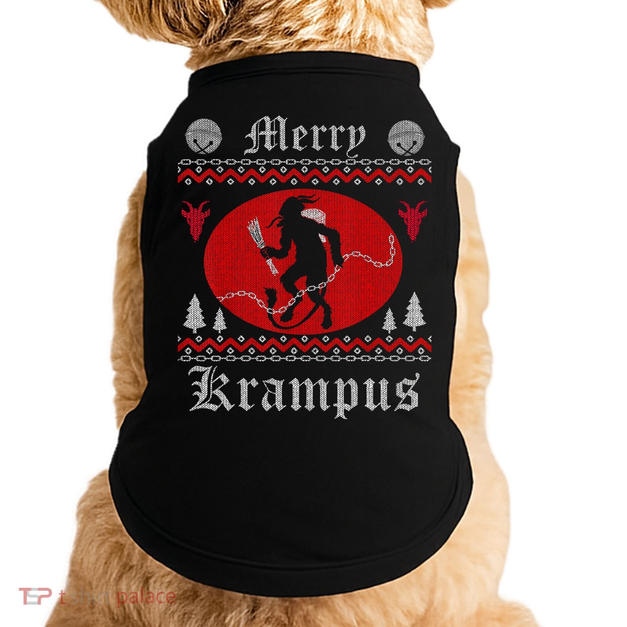 Merry Krampus Christmas Xmas Horror Ugly Sweater Evil Pajama Gift Doggie Tank