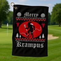 Merry Krampus Christmas Xmas Horror Ugly Sweater Evil Pajama Gift Golf Towel thumb 1