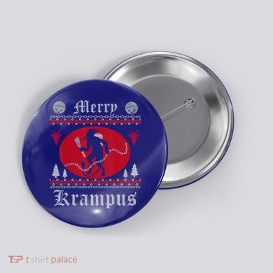 Merry Krampus Christmas Xmas Horror Ugly Sweater Evil Pajama Gift Button