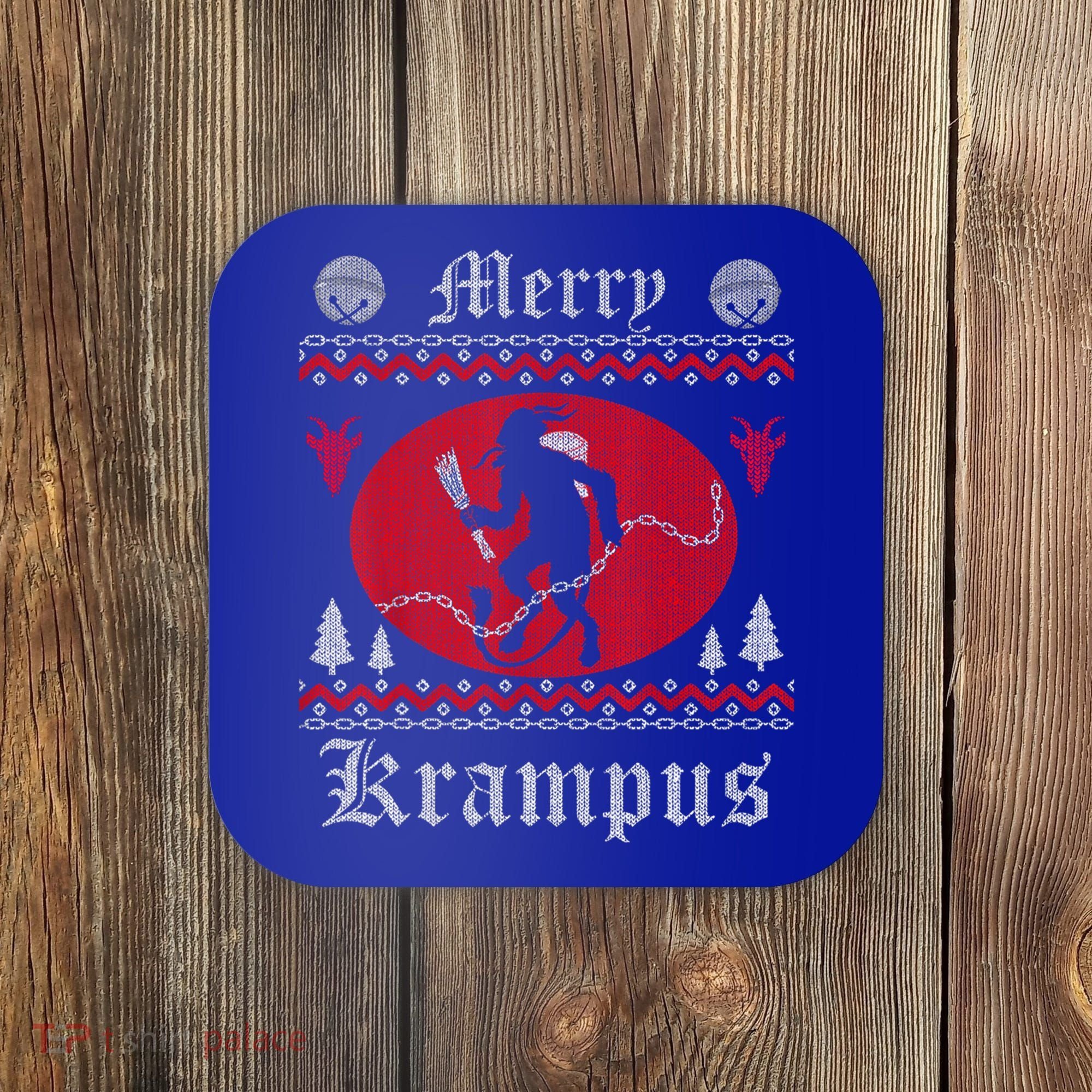 Merry Krampus Christmas Xmas Horror Ugly Sweater Evil Pajama Gift Coaster
