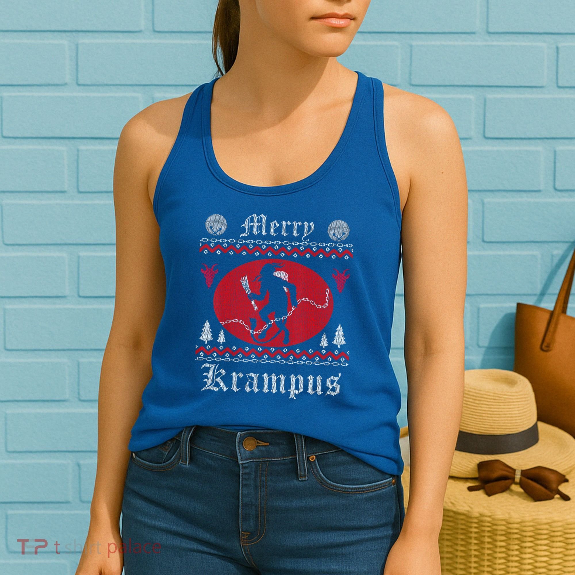 Merry Krampus Christmas Xmas Horror Ugly Sweater Evil Pajama Gift Women's Tank Top