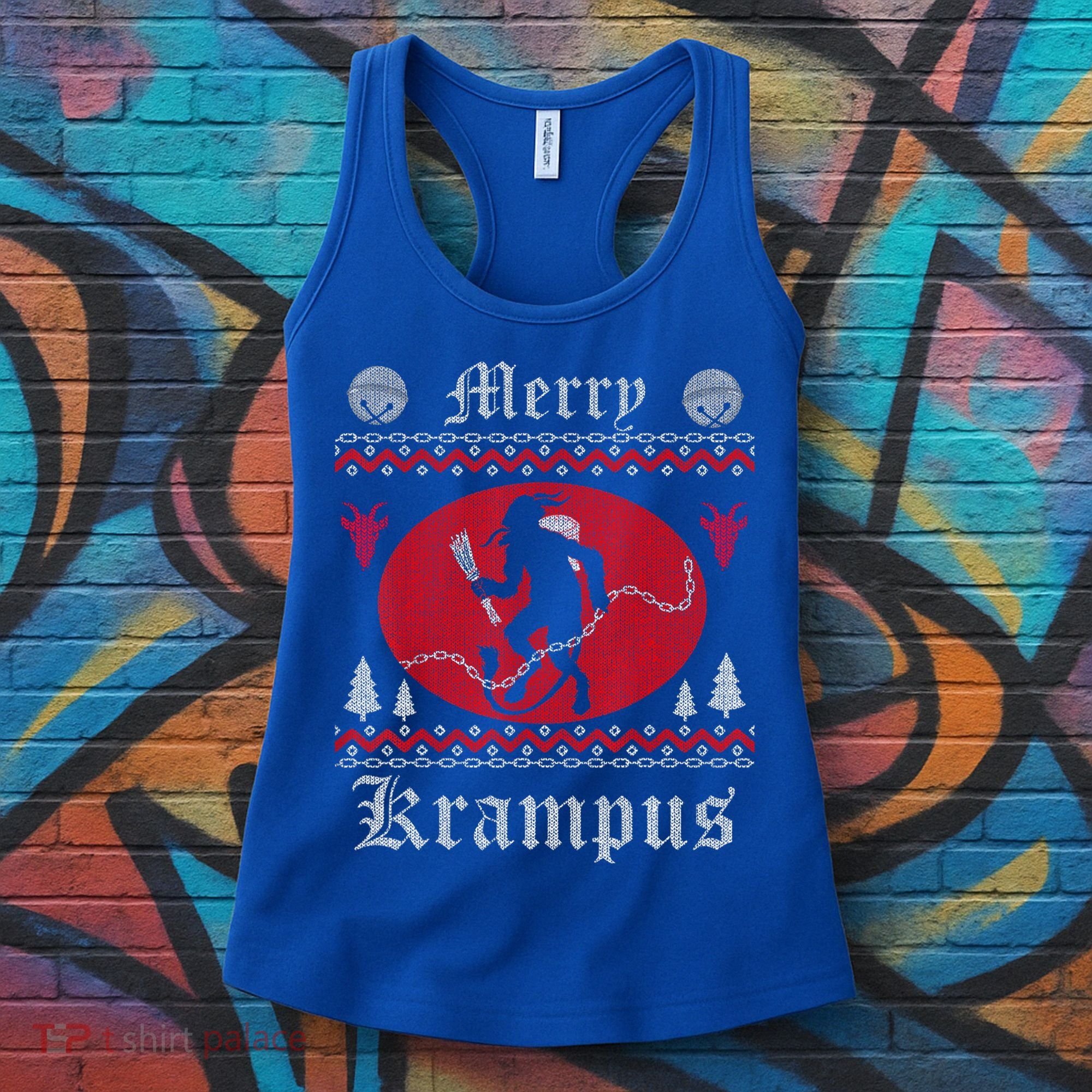 Merry Krampus Christmas Xmas Horror Ugly Sweater Evil Pajama Gift Women's Tank Top