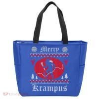 Merry Krampus Christmas Xmas Horror Ugly Sweater Evil Pajama Gift Tote Bag thumb 0
