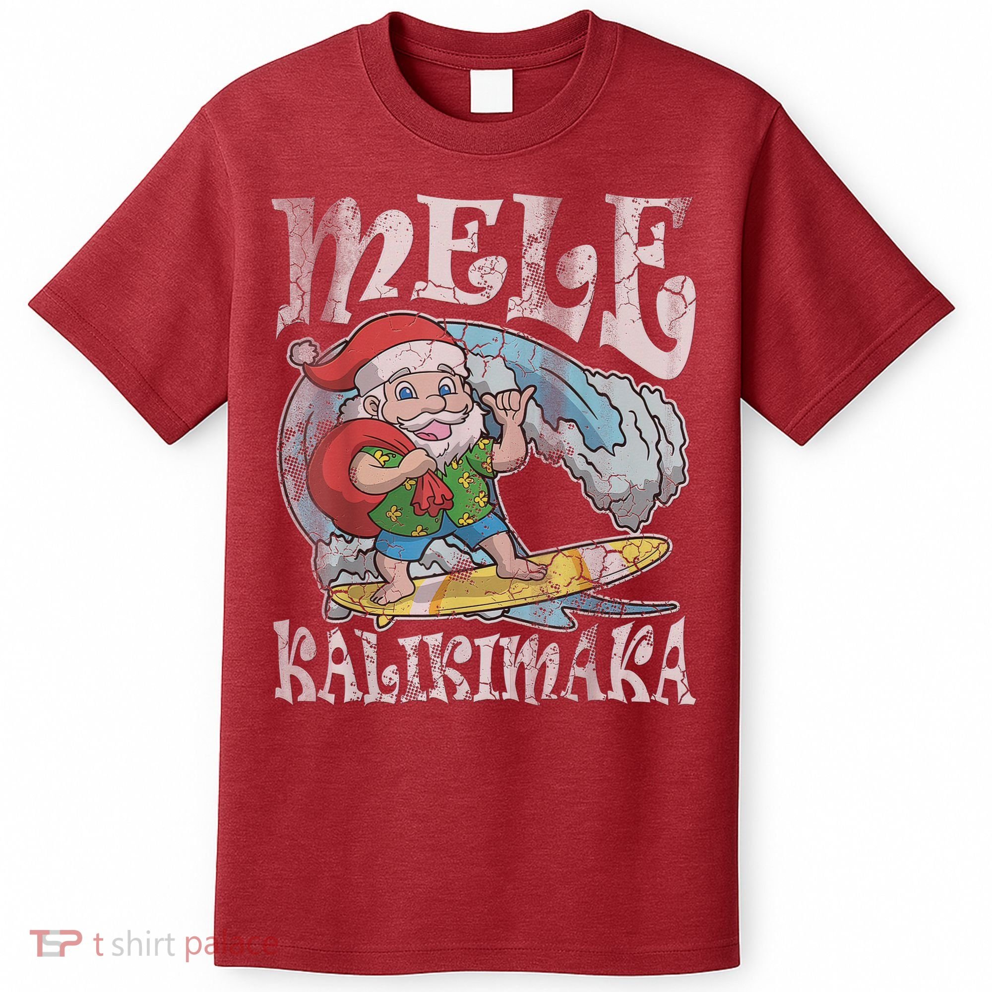 Mele Kalikimaka Christmas Santa Claus Hawaii Surfing T-Shirt