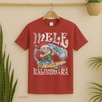 Mele Kalikimaka Christmas Santa Claus Hawaii Surfing T-Shirt thumb 2