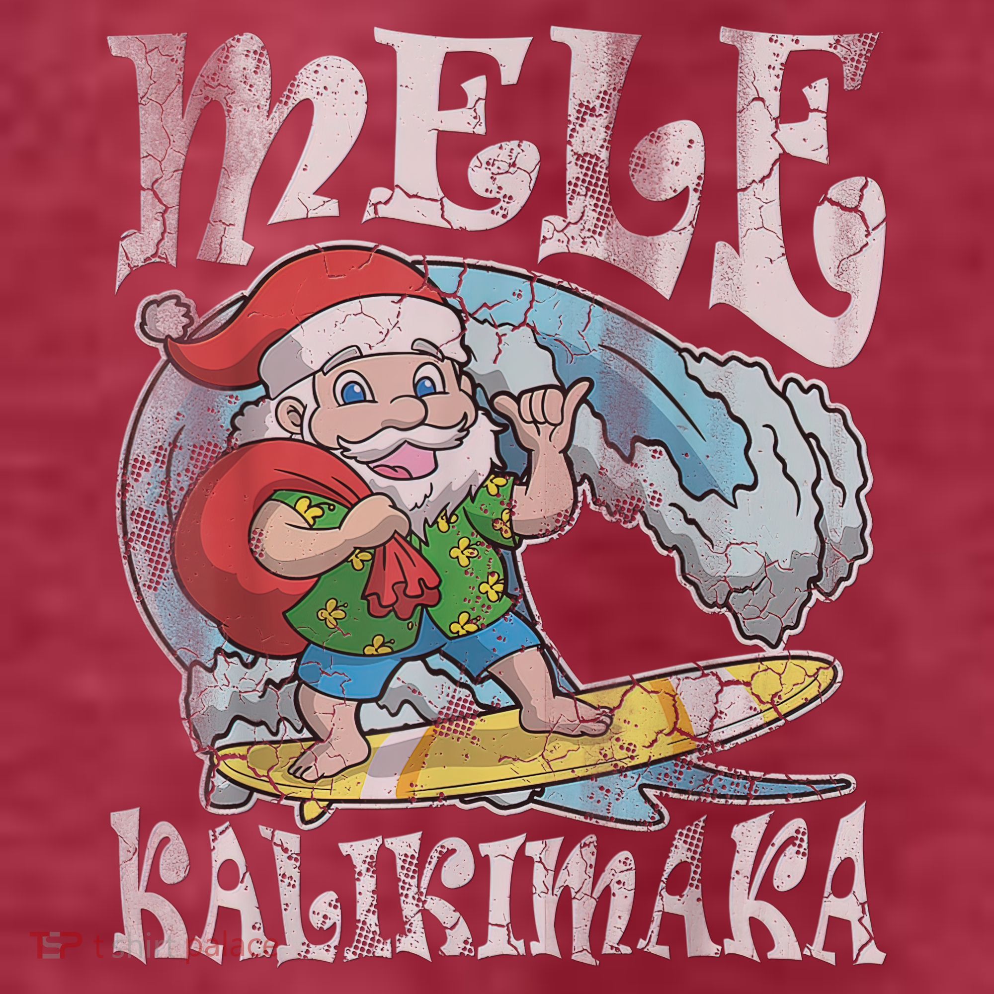 Mele Kalikimaka Christmas Santa Claus Hawaii Surfing T-Shirt