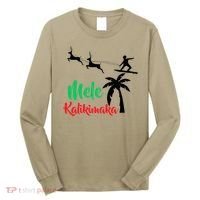 Mele Kalikimaka Christmas Hawaiian Xmas Santa Long Sleeve Shirt thumb 0