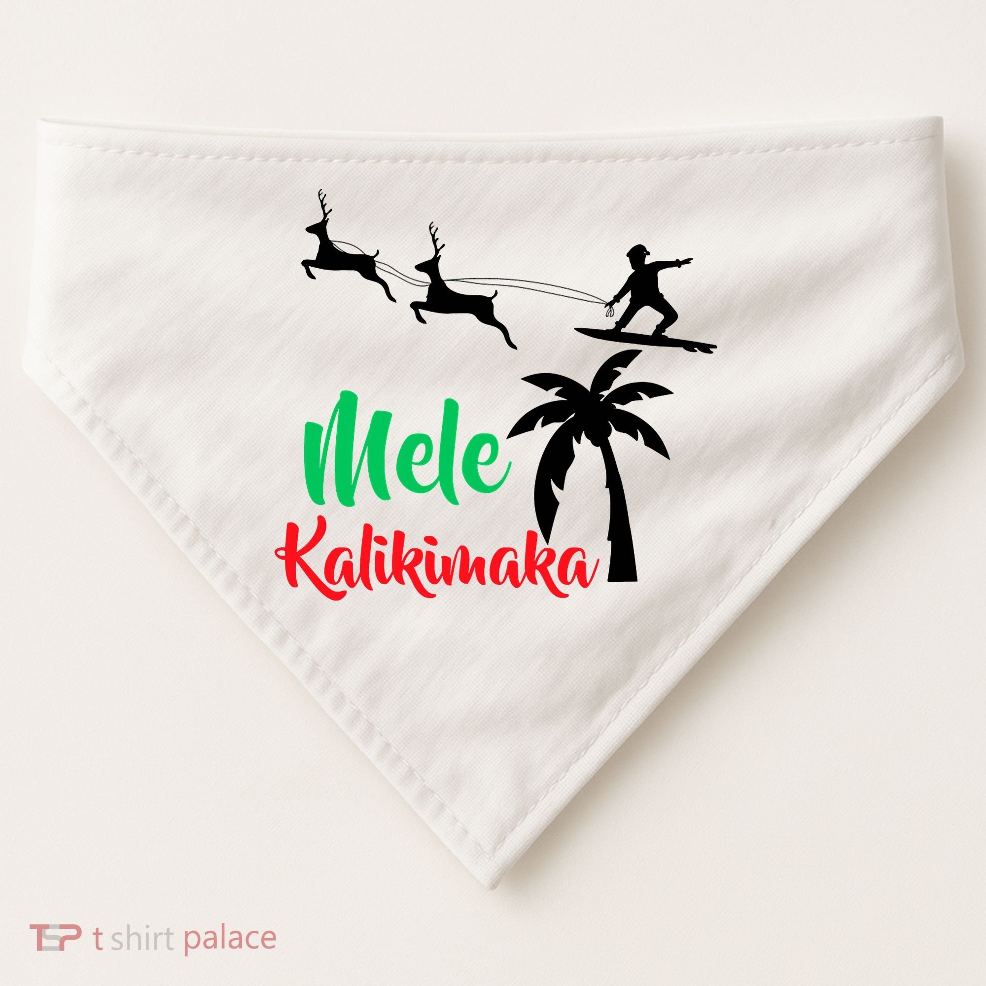 Mele Kalikimaka Christmas Hawaiian Xmas Santa USA-Made Doggie Bandana