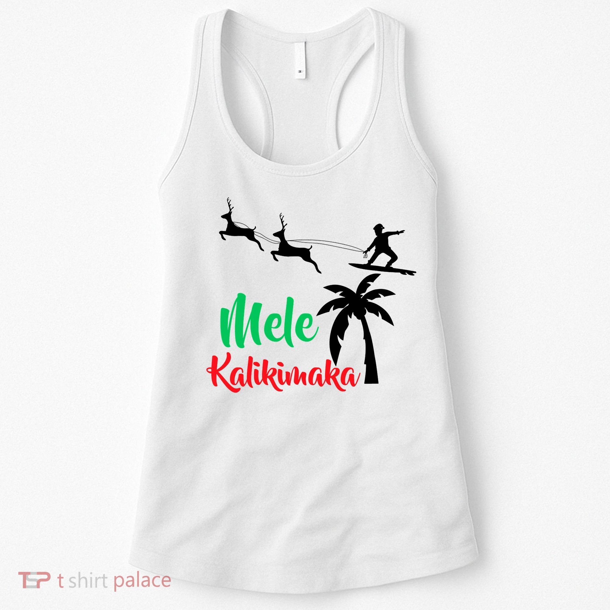 Mele Kalikimaka Christmas Hawaiian Xmas Santa Women's Tank Top