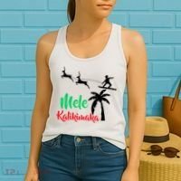 Mele Kalikimaka Christmas Hawaiian Xmas Santa Women's Tank Top thumb 2