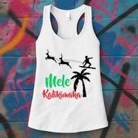 Mele Kalikimaka Christmas Hawaiian Xmas Santa Women's Tank Top thumb 3