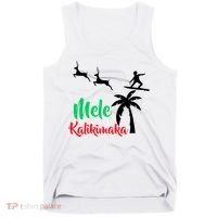 Mele Kalikimaka Christmas Hawaiian Xmas Santa Tank Top thumb 0