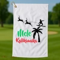 Mele Kalikimaka Christmas Hawaiian Xmas Santa Golf Towel thumb 1