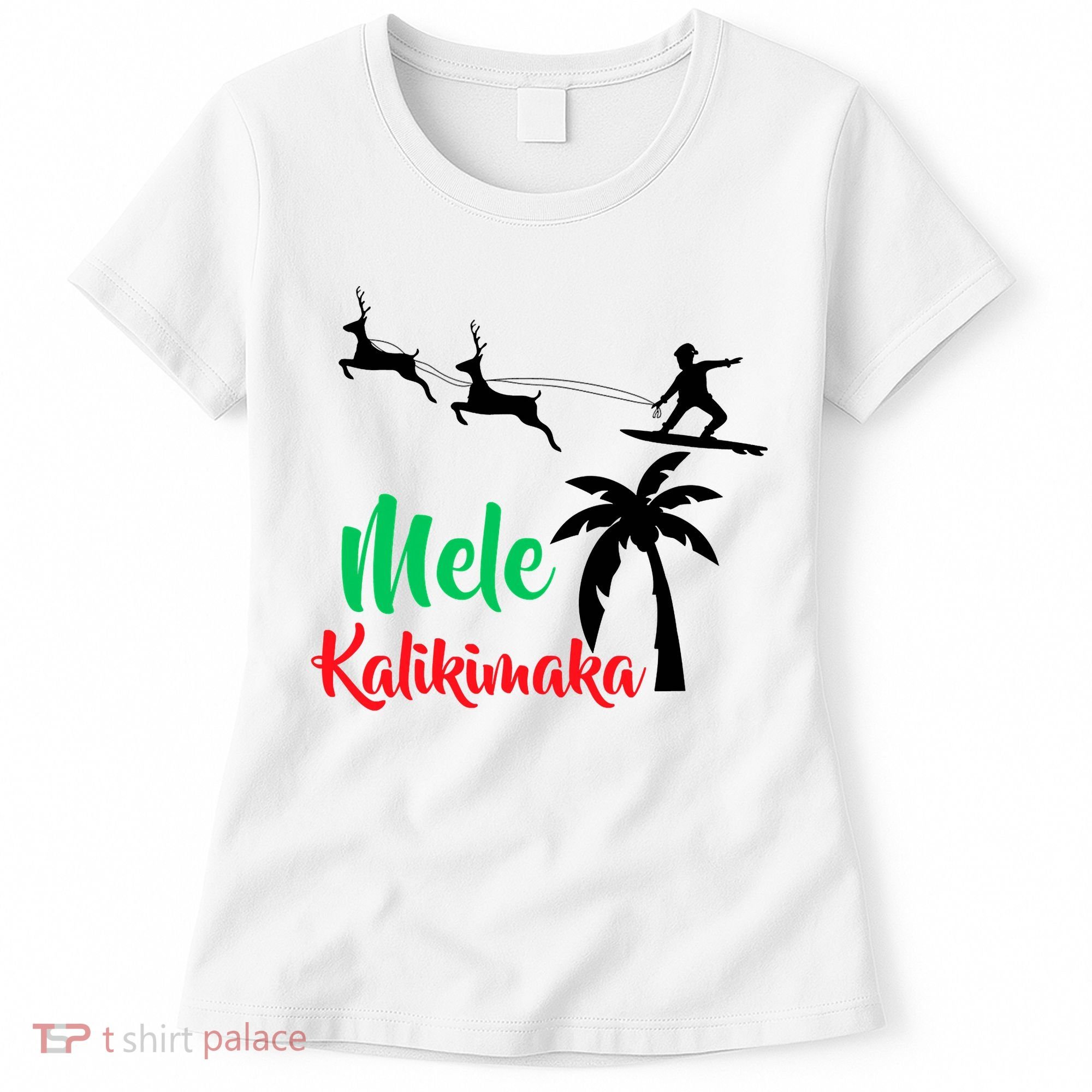 Mele Kalikimaka Christmas Hawaiian Xmas Santa Women's T-Shirt