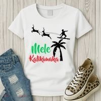 Mele Kalikimaka Christmas Hawaiian Xmas Santa Women's T-Shirt thumb 3