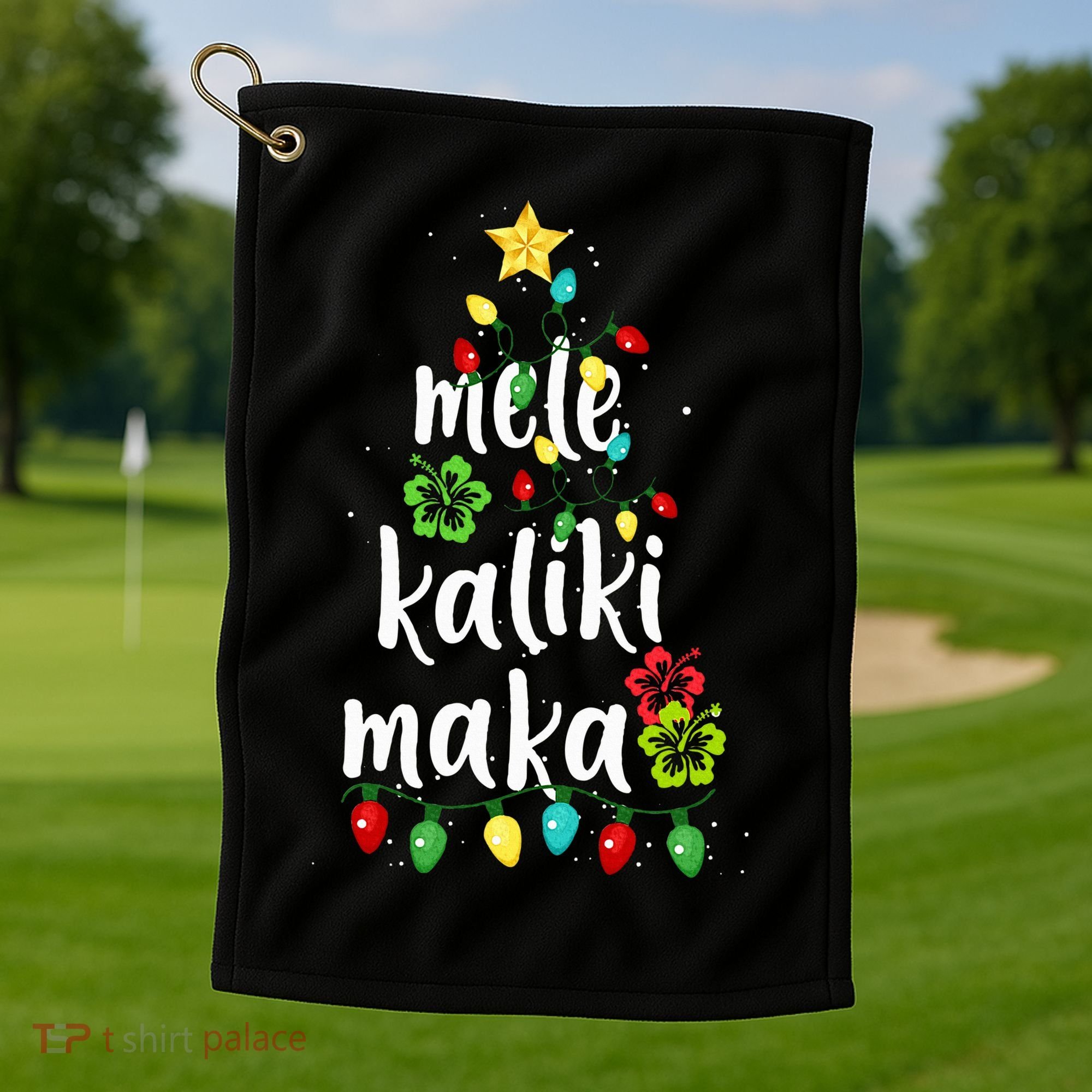 Mele kalikimaka Christmas Hawaiian Xmas Golf Towel