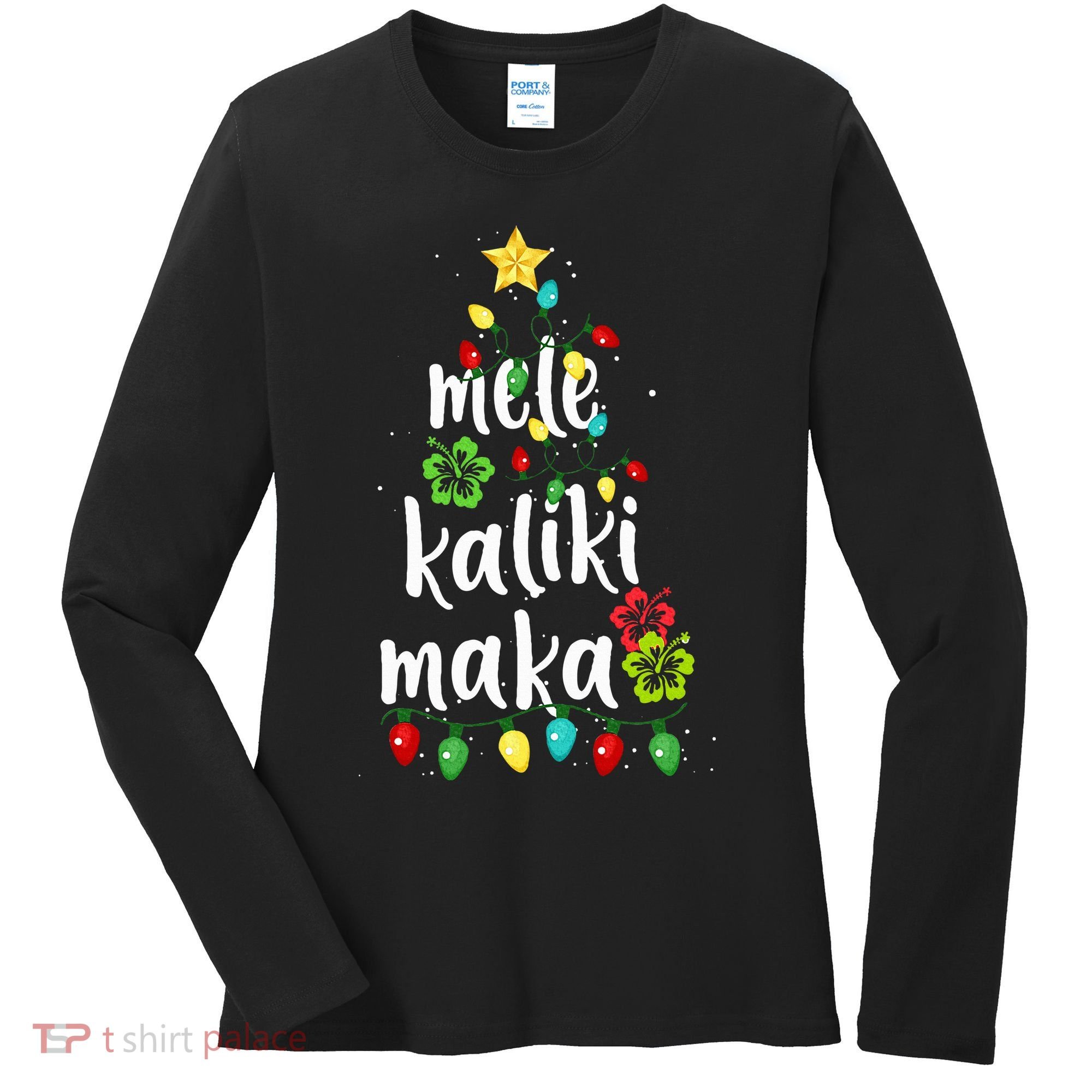 Mele kalikimaka Christmas Hawaiian Xmas Women's Long Sleeve Shirt