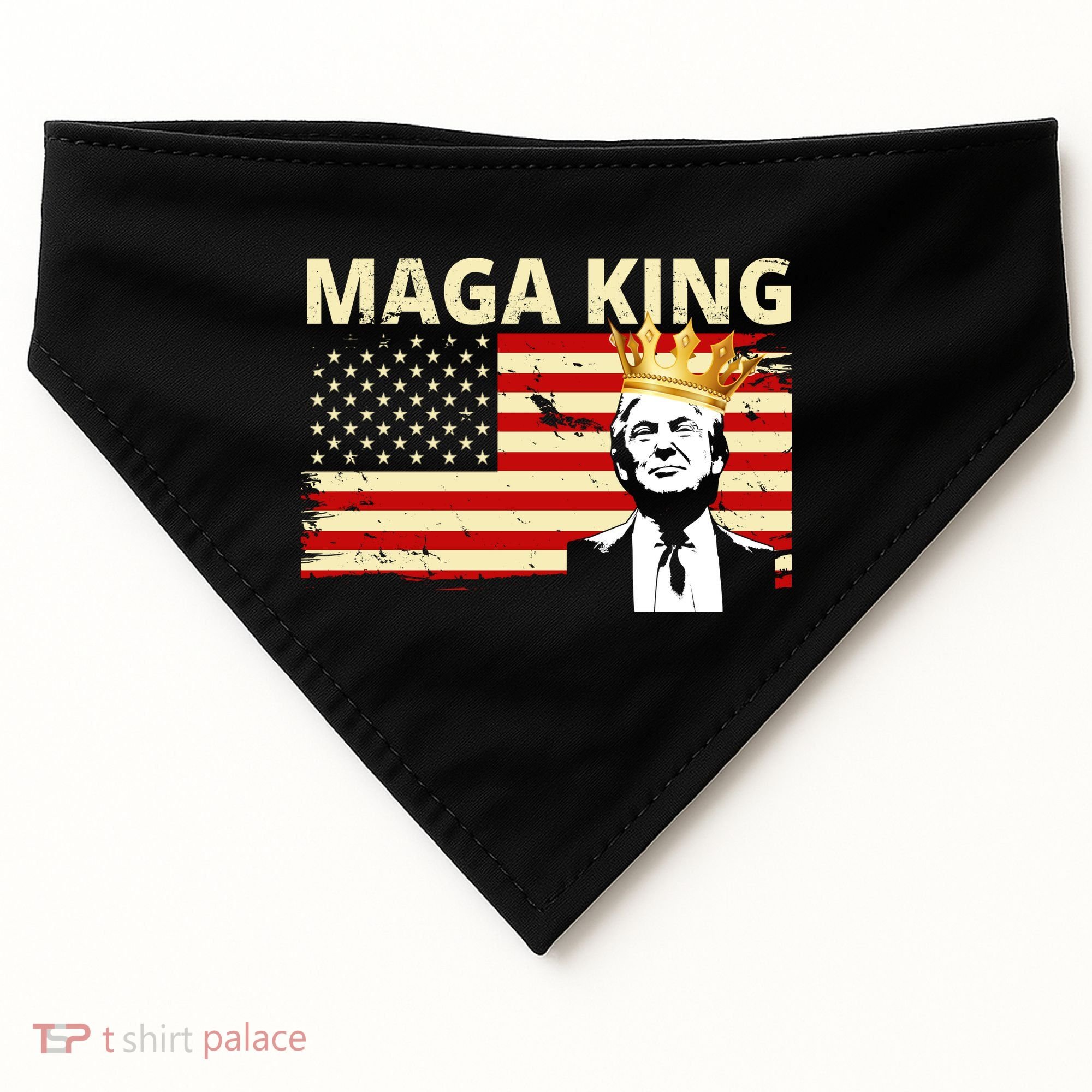 MAGA King Donald Trump Usa Flag USA-Made Doggie Bandana