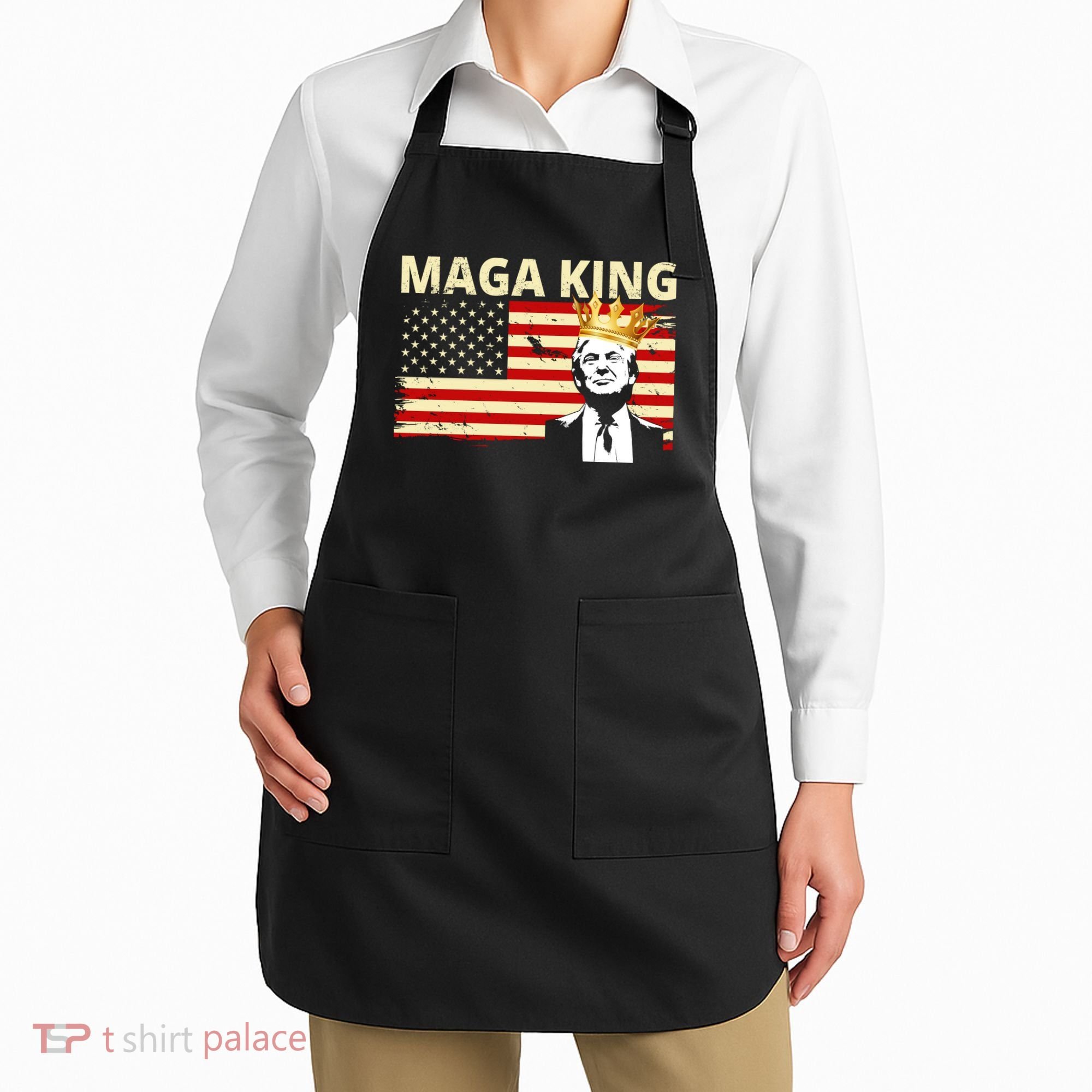 MAGA King Donald Trump Usa Flag Apron