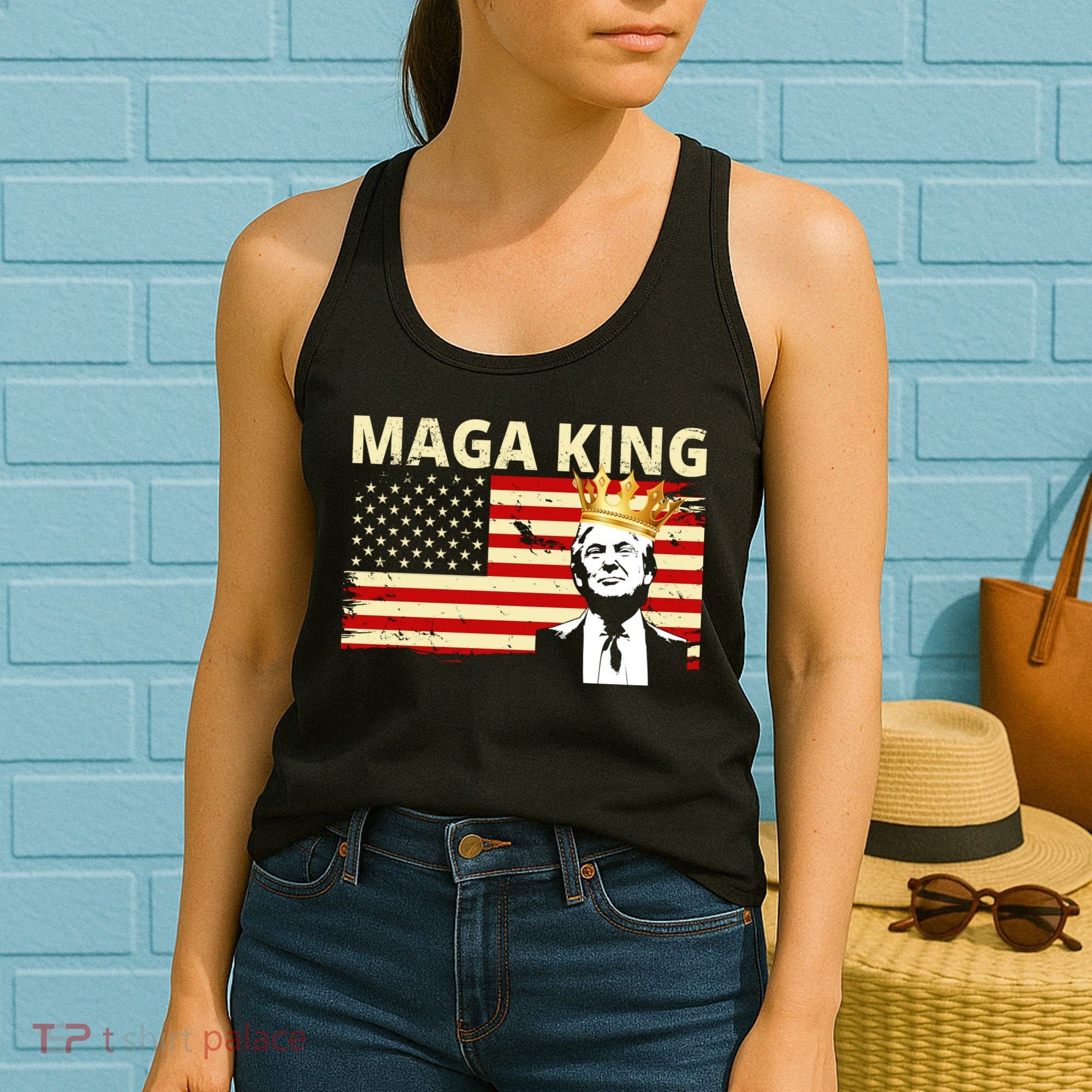 MAGA King Donald Trump Usa Flag Women's Tank Top