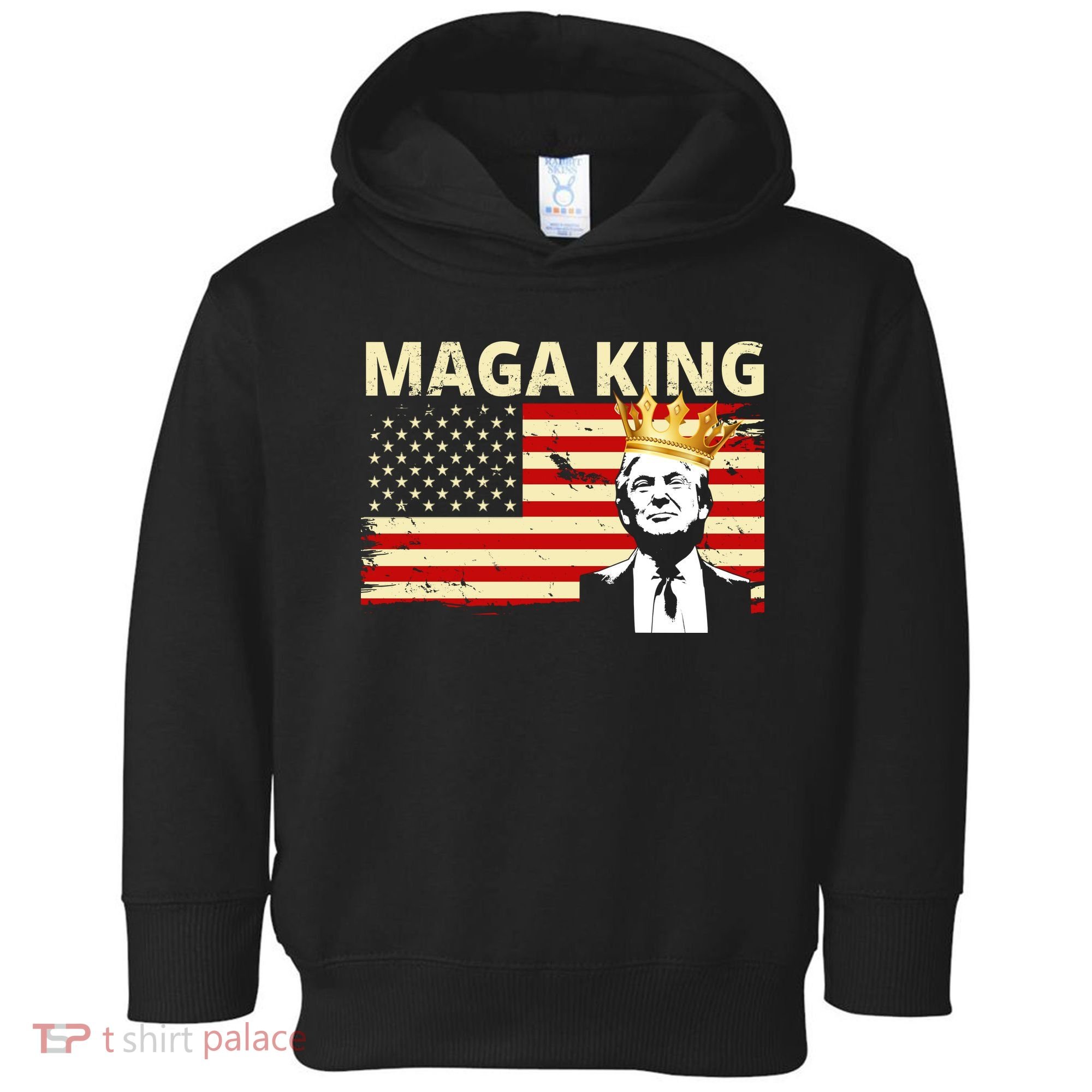 MAGA King Donald Trump Usa Flag Toddler Hoodie