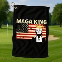MAGA King Donald Trump Usa Flag Golf Towel thumb 1