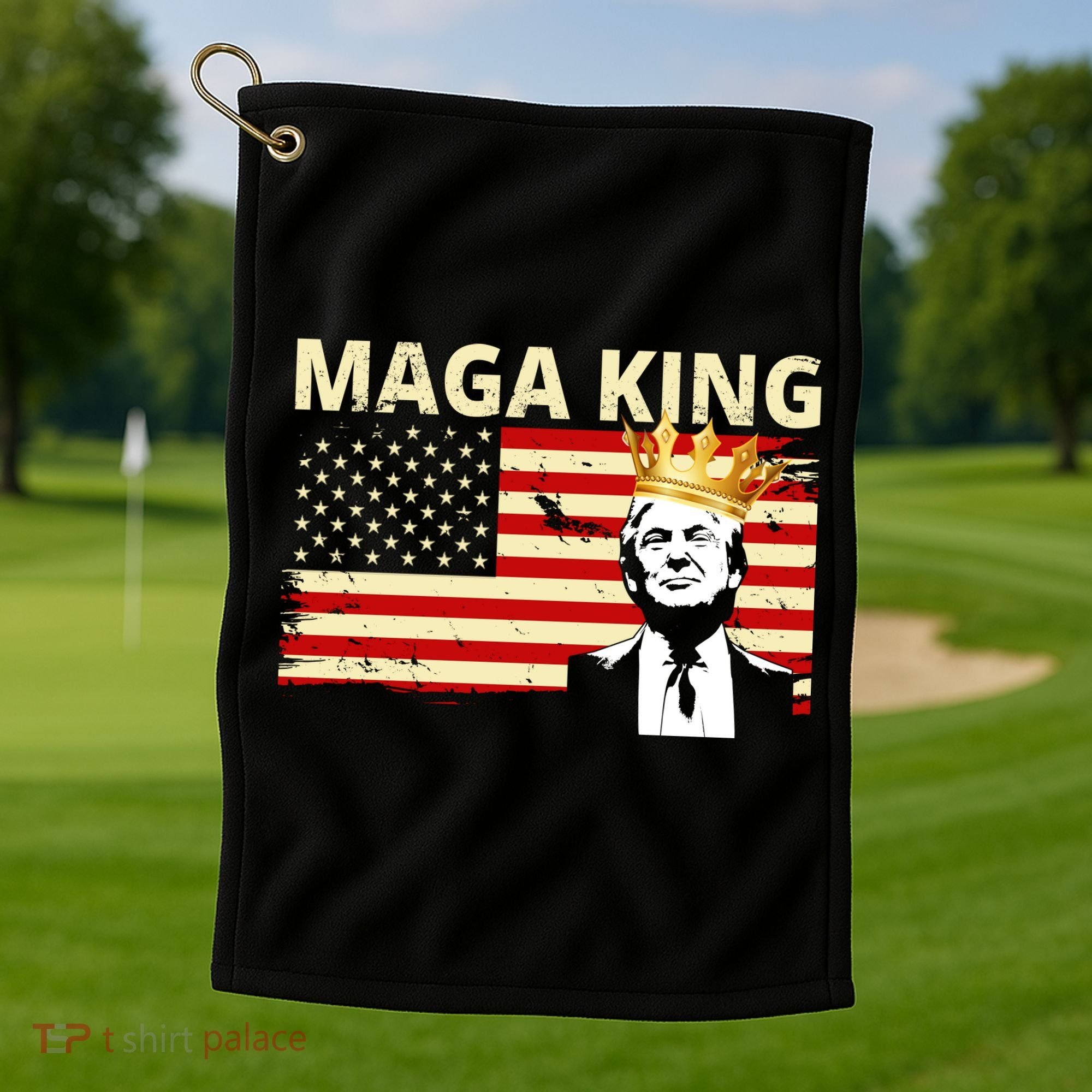MAGA King Donald Trump Usa Flag Golf Towel