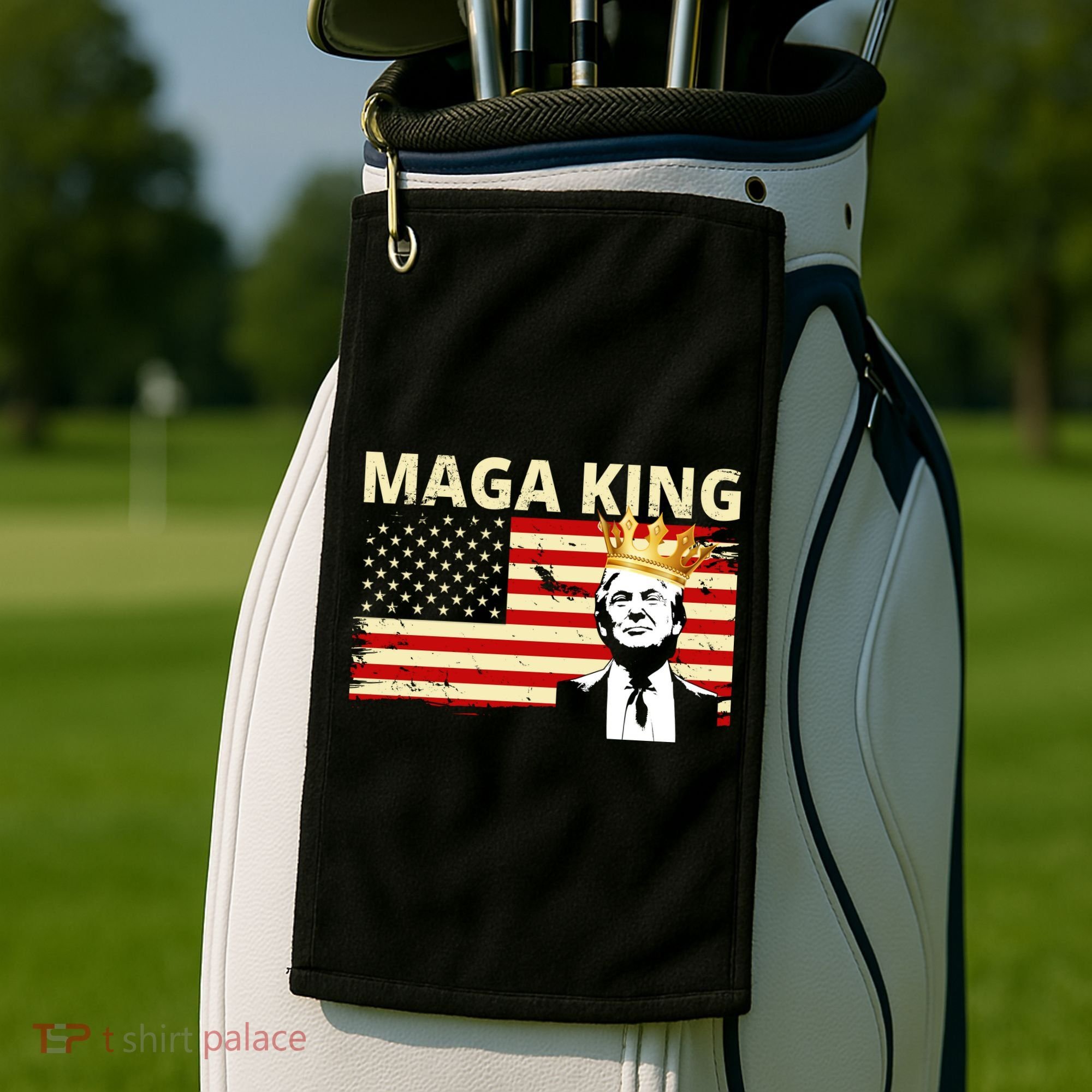 MAGA King Donald Trump Usa Flag Golf Towel