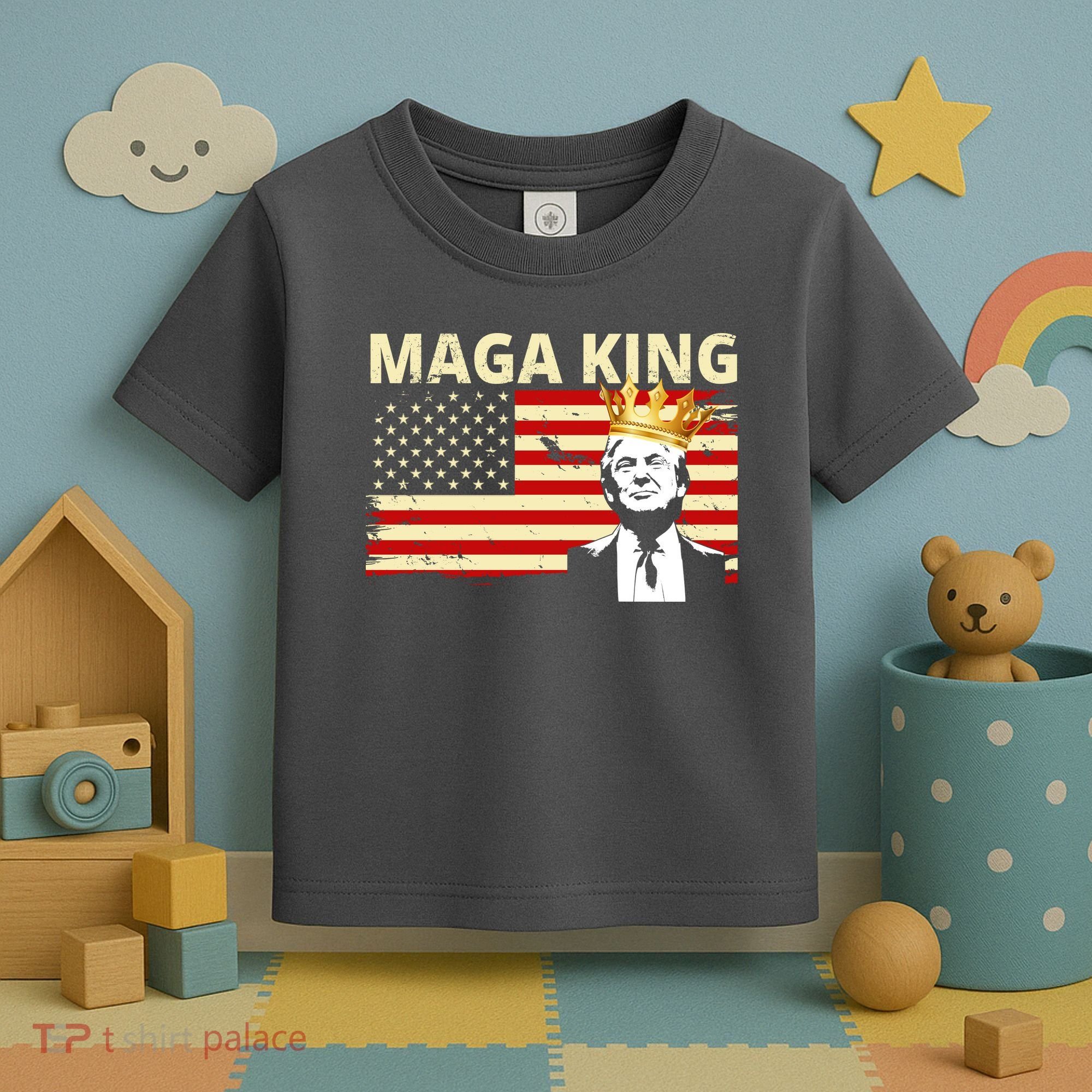 MAGA King Donald Trump Usa Flag Toddler T-Shirt